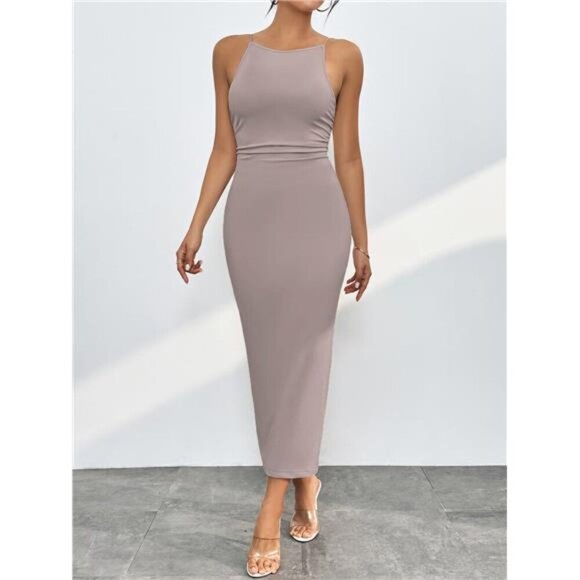 Spaghetti Straps Midi Bodycon Dress - Picture 16 of 16